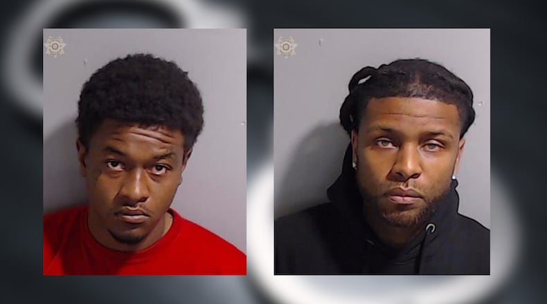 Jawuan Gaston (left) and Tevin Smith were arrested more than three weeks after they were involved in a suspected armed robbery that resulted in the death of their alleged accomplice, Atlanta police said.