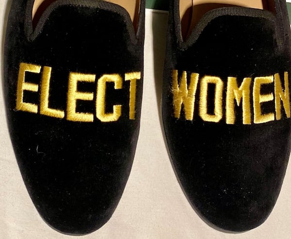 Melita Easters has two pair of "Elect Women" shoes, which she wears to spread Georgia WIN List's message of electing women to office. (Courtesy Melita Easters)