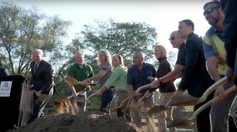 Roswell hosted a groundbreaking ceremony for the Ace Sand Phase 1 project on Friday, Sept. 29, 2023, attended by residents, Mayor Kurt Wilson, several city council members, city staff and project partners. (Courtesy City of Roswell)