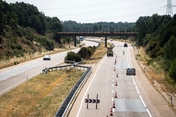 The site of the car accident in which Liverpool player Diogo Jota and his brother died in the north-western city of Zamora, Spain, Thursday, July 3, 2025. (AP Photo/Emilio Fraile)