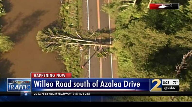A downed tree in Roswell has caused a road to close. City officials hope the road is cleared sometime Thursday afternoon.