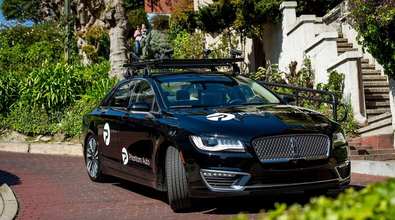 A California startup, Phantom Auto, is introducing driverless vehicles to San Francisco, San Jose, Sacramento and Mountain View, Calif. The drivers of these vehicles operate them remotely from Phantom’s office in Mountain View, sometimes more than 100 miles away. The concept would assist autonomous vehicles in situations where the autonomous technology might struggle to navigate, such as road construction. (Karl Nielsen/Phantom Auto/TNS)