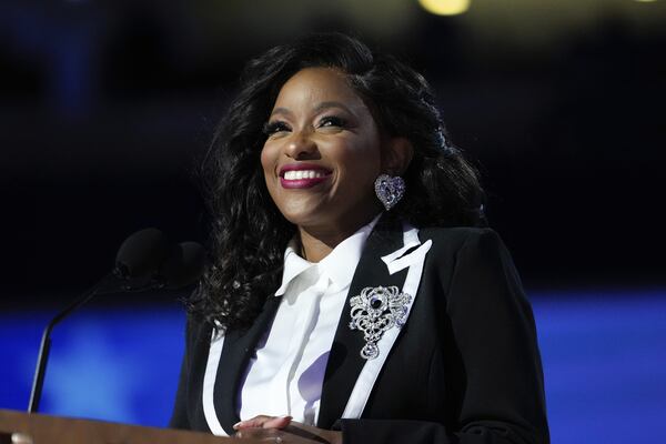 FILE - Rep. Jasmine Crockett, D-Texas, speaks during the Democratic National Convention Monday, Aug. 19, 2024, in Chicago. (AP Photo/Paul Sancya, File)