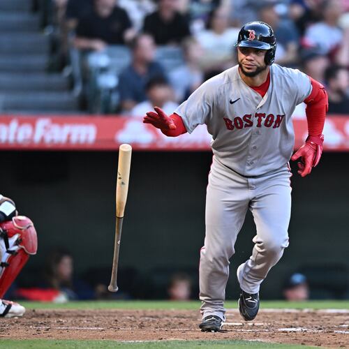 Boston Red Sox's Willson Contreras runs after hitting a three-run home run during the third inning of a baseball game against the Los Angeles Angels, Sunday, July 5, 2026, in Anaheim, Calif. (AP Photo/William Liang)
