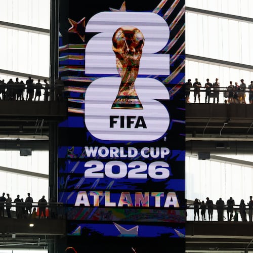 Fans get ready for the start of the Czechia vs. South Africa Group A FIFA World Cup match at Atlanta Stadium (Mercedes-Benz Stadium) on Thursday, June 18, 2026. (Miguel Martinez/AJC)