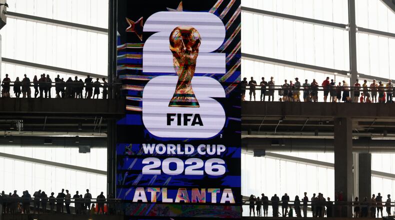 Fans get ready for the start of the Czechia vs. South Africa Group A FIFA World Cup match at Atlanta Stadium (Mercedes-Benz Stadium) on Thursday, June 18, 2026. (Miguel Martinez/AJC)