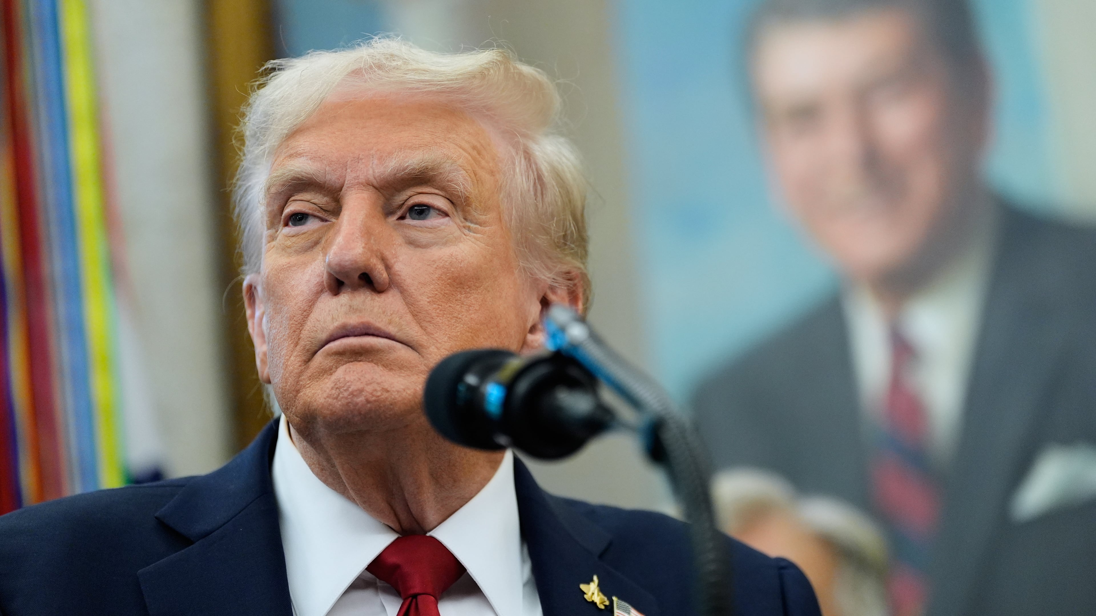 President Donald Trump speaks in the Oval Office of the White House, Tuesday, Sept. 30, 2025, in Washington. (AP Photo/Alex Brandon)