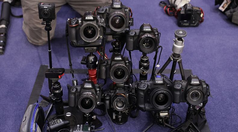 Former FBI Director James Comey will face this bank of remote-triggered cameras while testifiying before the Senate Intelligence Committee in the Hart Senate Office Building on Capitol Hill. Chip Somodevilla/Getty Images