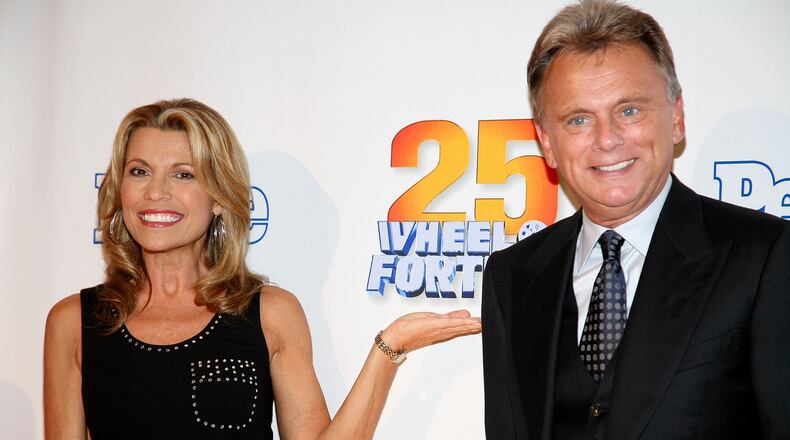 ‘Wheel of Fortune’ game show host Pat Sajak with model Vanna White. The pair has been hosting the long running show for 30 years.