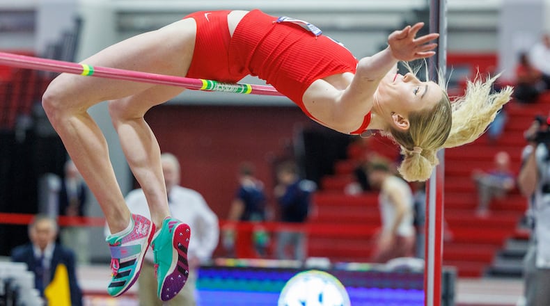 Elena Kulichenko competes for the University of Georgia at the 2024 SEC Indoor Track Championships in Fayetteville, Arkansas.