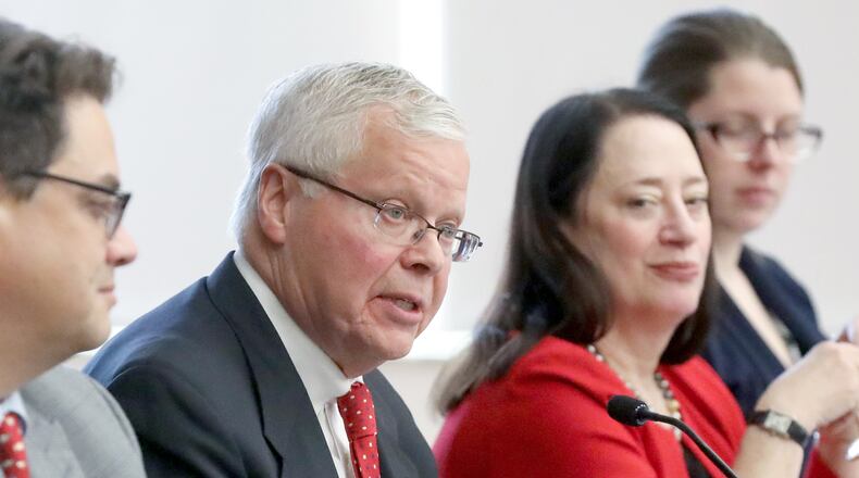 FILE - University of Wisconsin System President Jay Rothman speaks during a meeting of the UW Board of Regents on the campus of UW-Madison in Madison, Wis., on Dec. 7, 2023. At center right is Regent President Karen Walsh. (John Hart/Wisconsin State Journal via AP, File)