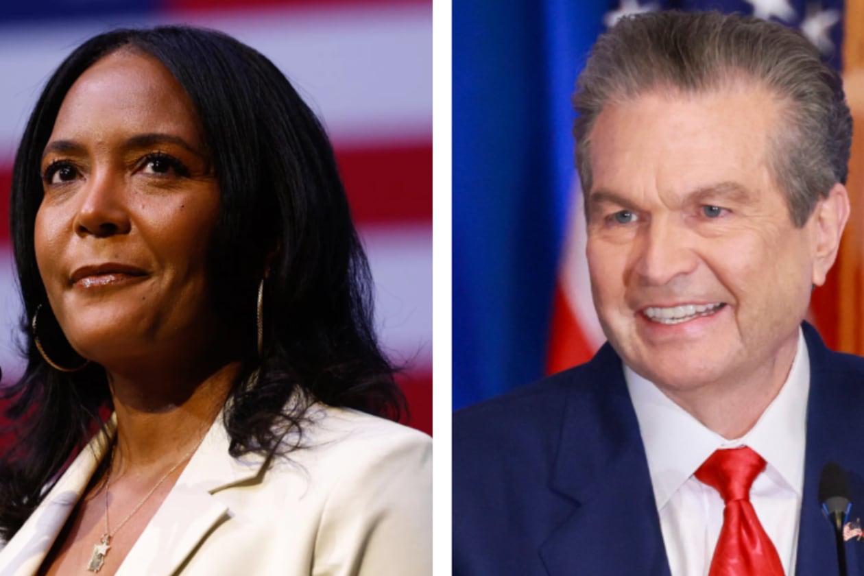 Democratic nominee for governor Keisha Lance Bottoms (left) and Republican nominee for governor Rick Jackson. (Arvin Temkar and Jason Getz/AJC)
