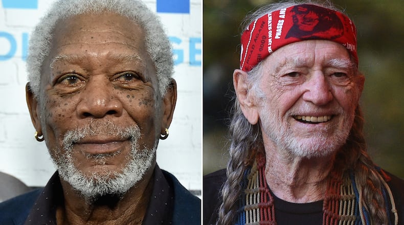 Left: Actor Morgan Freeman (Photo by Mike Coppola/Getty Images) | Right: Willie Nelson (Photo by C Flanigan/FilmMagic)