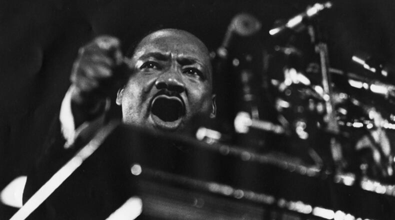 Martin Luther King Jr. speaking at Vermont Avenue Baptist Church in Washington in 1968. Washington Post photo by Matthew Lewis.