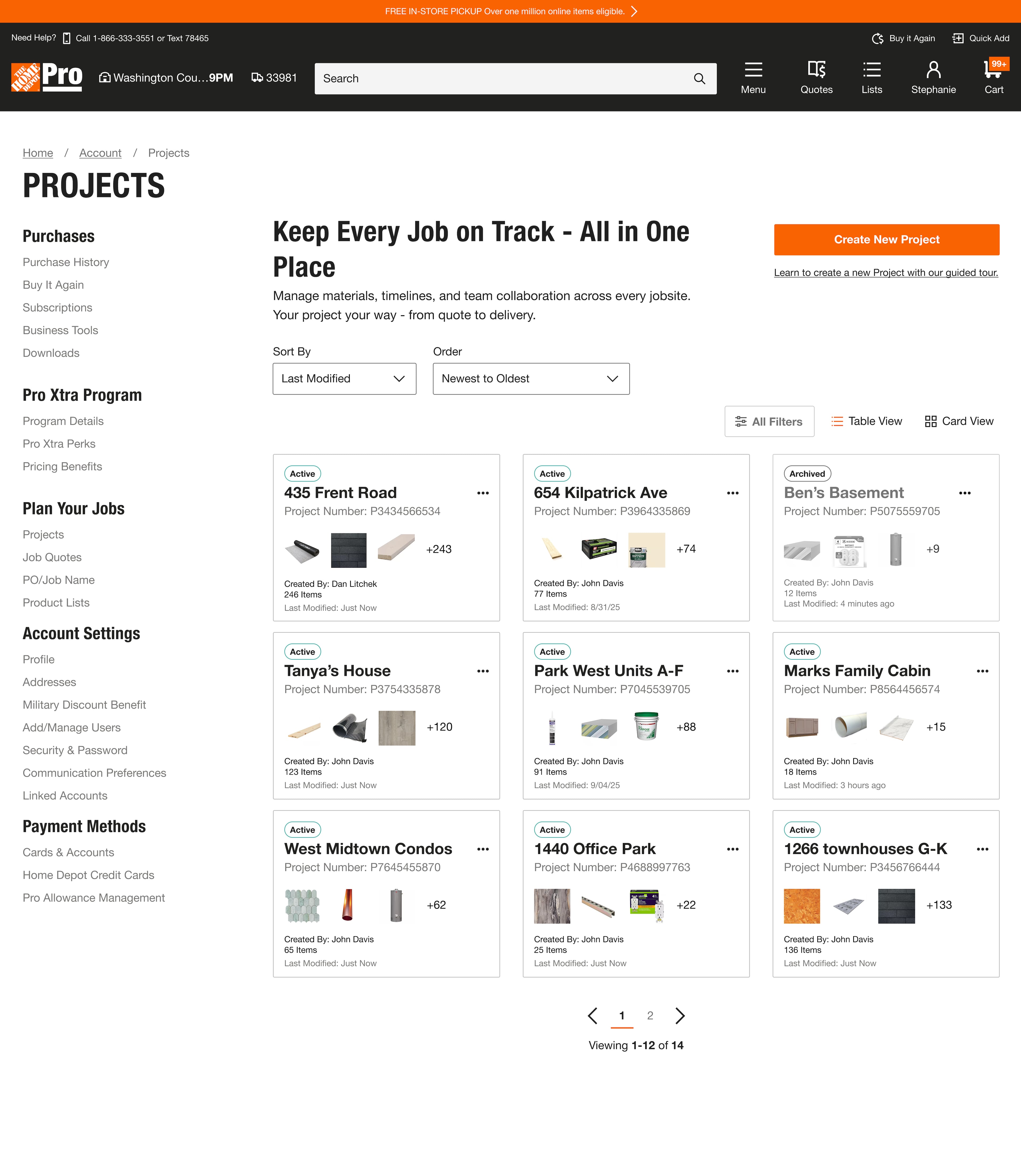 A screenshot from Home Depot's new project planning tool, which aims to help contractors plan complex projects. (Courtesy of Home Depot)