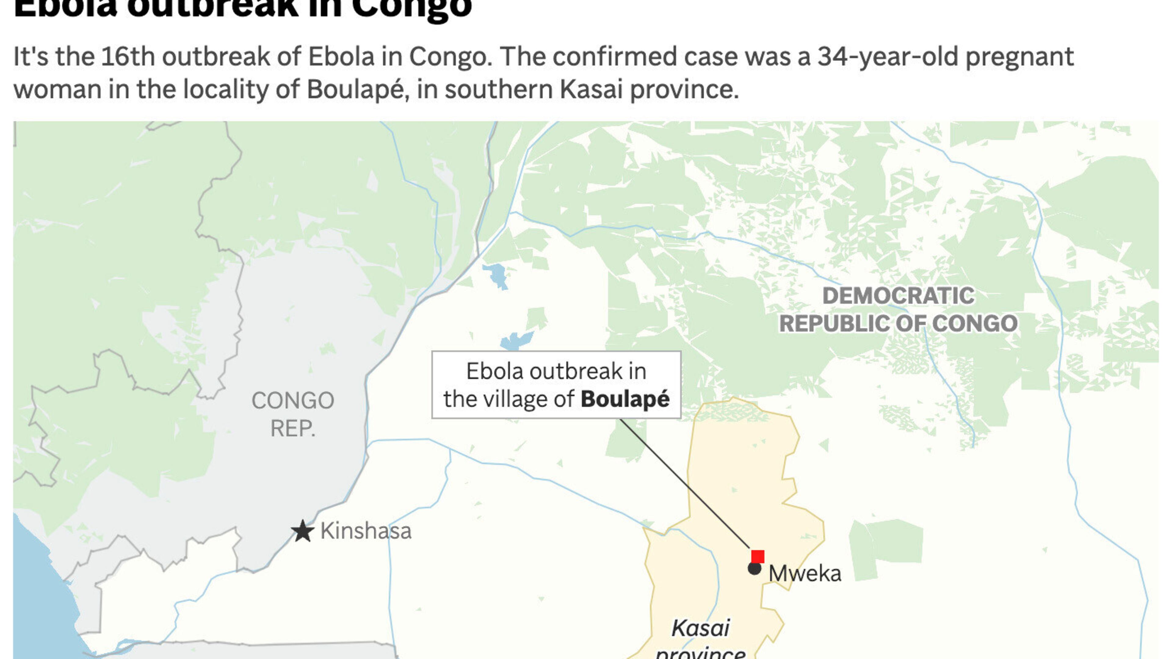 The map above shows the location of an Ebola outbreak in Congo. (AP Digital Embed)