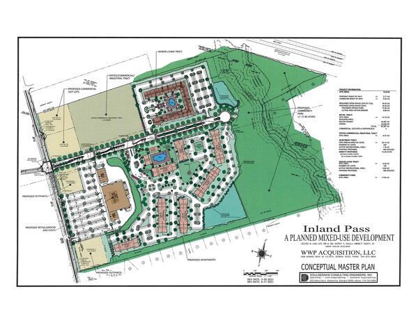 Inland Pass will consist of 320 multi-family apartments, 180 units of housing for seniors and about 63,000 square feet of retail. (Courtesy City of Dacula)