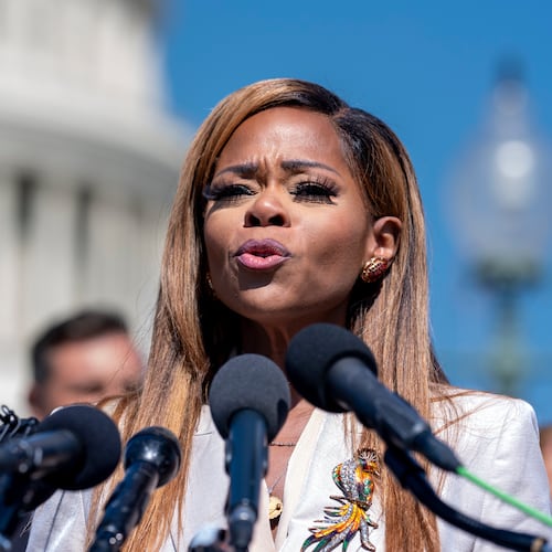 FILE - Rep. Sheila Cherfilus-McCormick, D-Fla., condemns hate speech and misinformation about Haitian immigrants, at the Capitol in Washington, Sept. 20, 2024. (AP Photo/J. Scott Applewhite, File)