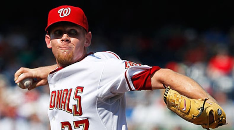 The Braves take a five-game home winning streak into Thursday night's matchup with Nationals pitcher Stephen Strasburg, who is 7-2 with a 1.99 ERA and .173 opponents’ average in his past 13 starts.