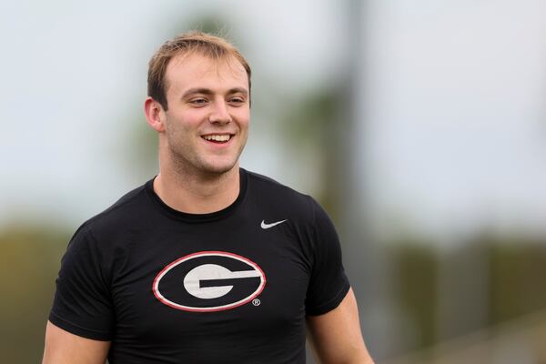 Brock Bowers, on a “Bussin’ with the Boys” podcast this summer, made it known just how hard he once had it during UGA fall camp, providing insight into what the current players are going through right now. (Jason Getz/AJC 2023)