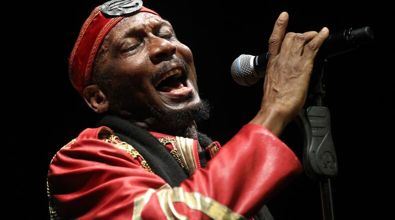 FILE - Jamaican musician, singer and actor Jimmy Cliff performs during the Timbre Rock and Roots concert on Friday March 22, 2013 in Singapore. (AP Photo/Wong Maye-E, File)