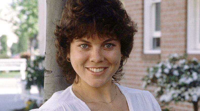 This Feb. 19, 1982 file photo shows actress Erin Moran of the television show, "Happy Days" in Los Angeles. Moran, the former child star who played Joanie Cunningham in the sitcoms "Happy Days" and "Joanie Loves Chachi," died Saturday, April 22, 2017, at 56. Police in Harrison County, Indiana said that she was found unresponsive after authorities received a 911 call.