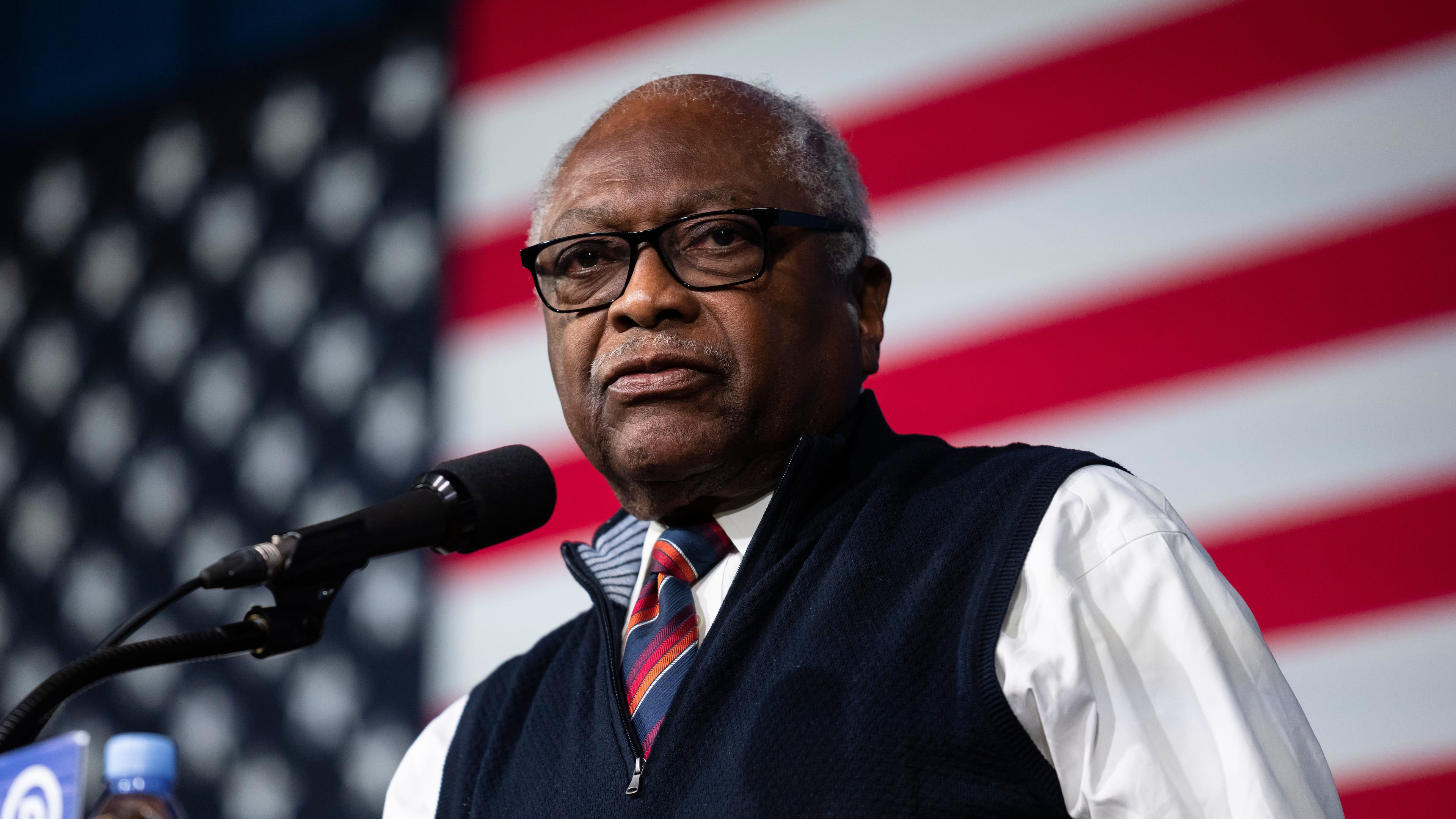 FILE - Rep. Jim Clyburn, D-S.C., speaks during the Democratic National Committee Winter Meeting, Feb. 4, 2023, in Philadelphia. (AP Photo/Matt Rourke, File)