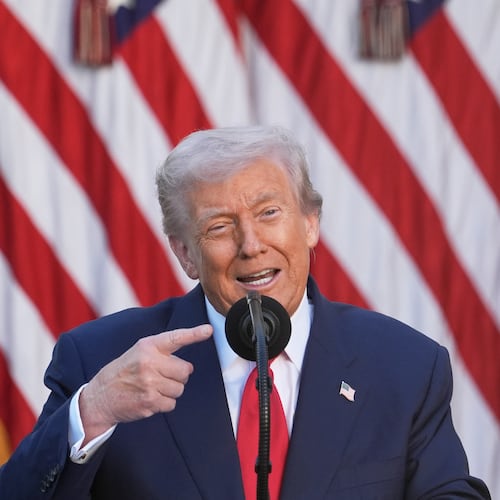 FILE - President Donald Trump speaks before posthumously awarding the Presidential Medal of Freedom to Charlie Kirk in the Rose Garden of the White House, Oct. 14, 2025, in Washington. (AP Photo/Alex Brandon, File)