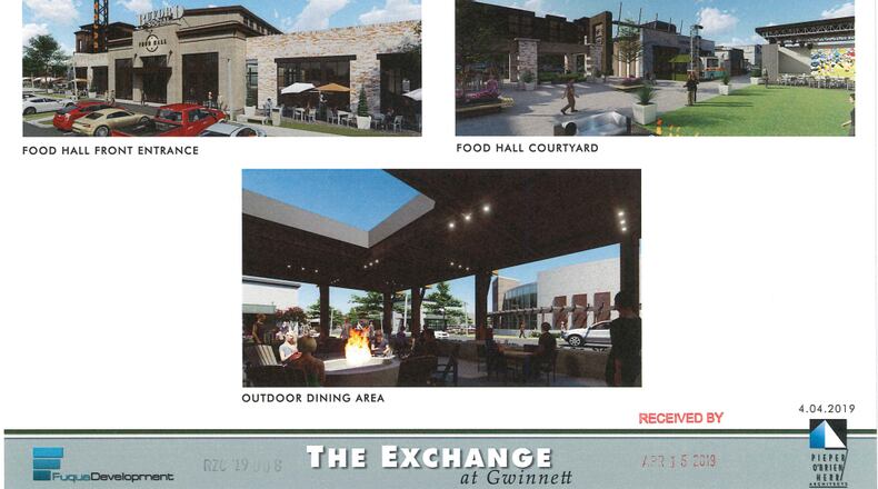 The Exchange at Gwinnett could add a food hall, brewery and movie theater to its already extensive plans if  a rezoning request is approved by Gwinnett County commissioners.