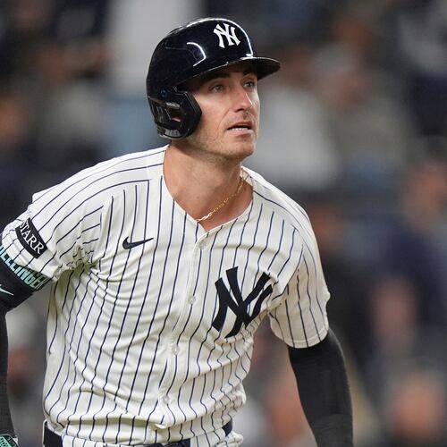 FILE - New York Yankees' Cody Bellinger runs the bases after hitting a home run during the fourth inning of a baseball game against the Detroit Tigers Tuesday, Sept. 9, 2025, in New York. (AP Photo/Frank Franklin II, File)