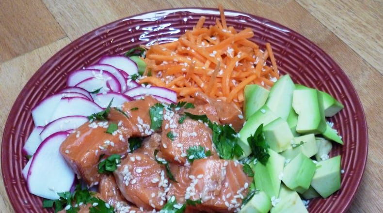 This is a poke bowl, a dish popping up all over metro Atlanta, made with salmon. There’s a new spot in Town Center at Cobb serving up the Hawaiian bowls of raw fish.