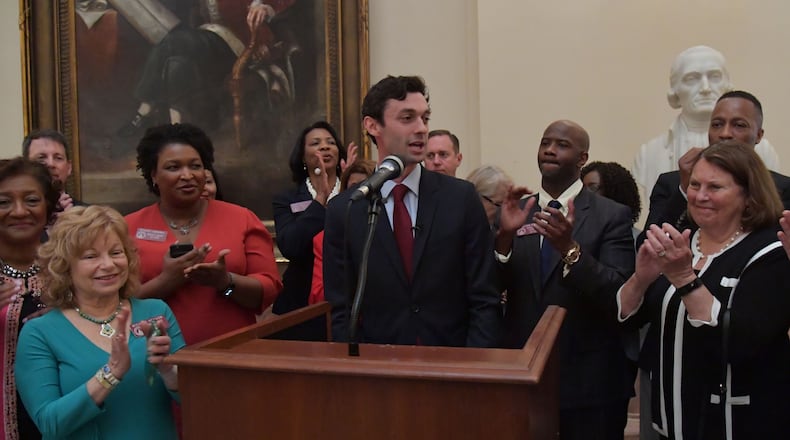 Democrat Jon Ossoff after he was endorsed by more than a dozen House and Senate lawmakers. AJC/Hyosub Shin