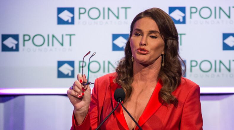 In this Saturday, Oct. 3, 2015 photo, Caitlyn Jenner speaks during the Voices on Point Gala in Los Angeles. Since coming out in 2015, Jenner has not always been a unifying force in the transgender community. Her latest political remarks _ underscoring her conservative outlook and praising Republican presidential candidate Ted Cruz _ ignited a storm of criticism from supporters of transgender rights, who view most conservative Republicans as adversaries. (Photo by Paul A. Hebert/Invision/AP)