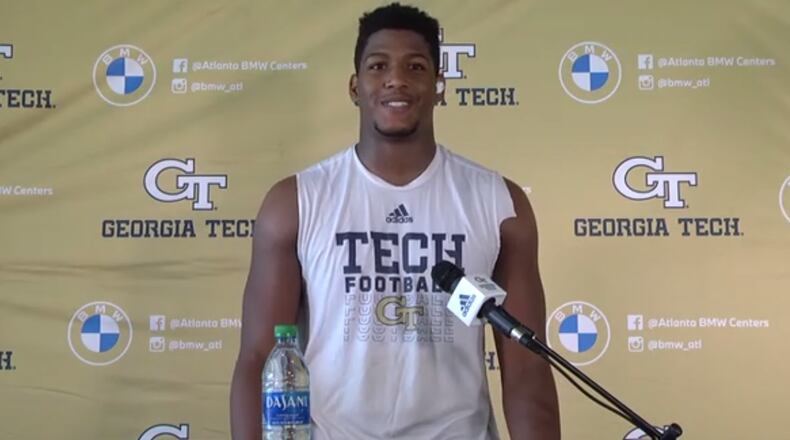 Georgia Tech defensive end Jordan Domineck speaks with media via videoconference Oct. 6, 2020.