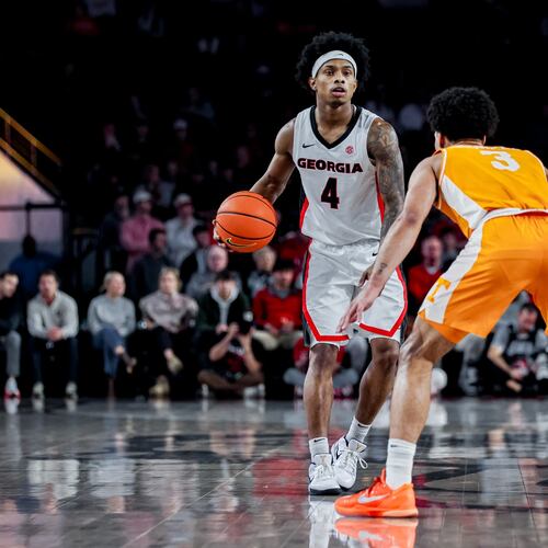 Georgia guard Marcus Millender during Georgia’s game against Tennessee at Stegeman Coliseum in Athens, Ga., on Wednesday, Jan. 28, 2026. (Courtesy of Access Atlanta)