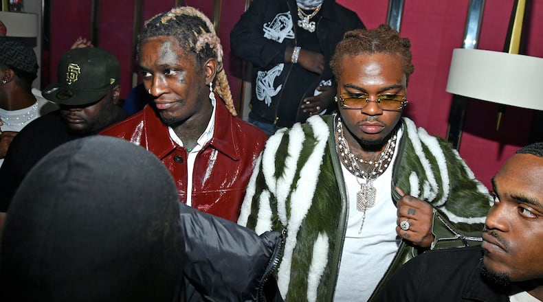 Young Thug (left) and Gunna are set to go on trial in Fulton County in January after a judge denied a request for a continuance.