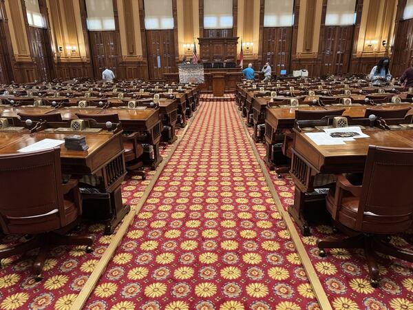 The new carpet installed at the House of Representatives at the Capitol in Atlanta. (Adam Beam/AJC)