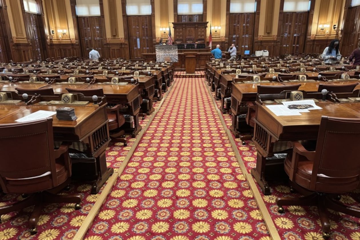 The new carpet installed at the House of Representatives at the Capitol in Atlanta, as pictured on Wednesday, Jan. 7, 2026. (Adam Beam/AJC)