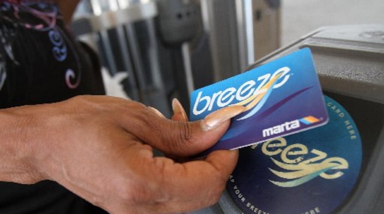 MARTA Breeze card being used by a rider at a train station. The last time MARTA increased their afres was in 2011. Photo by Vino Wong