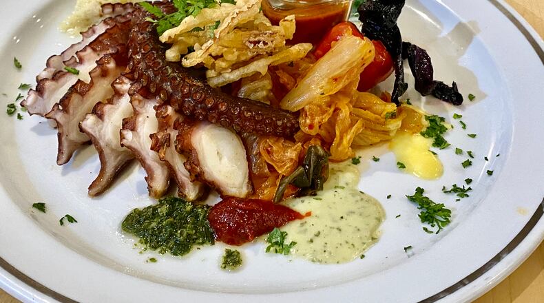 Octopus, kimchi and crunchy garlic chili is on the menu of Edgewood Dynasty. Courtesy of Douglas Keith Hand