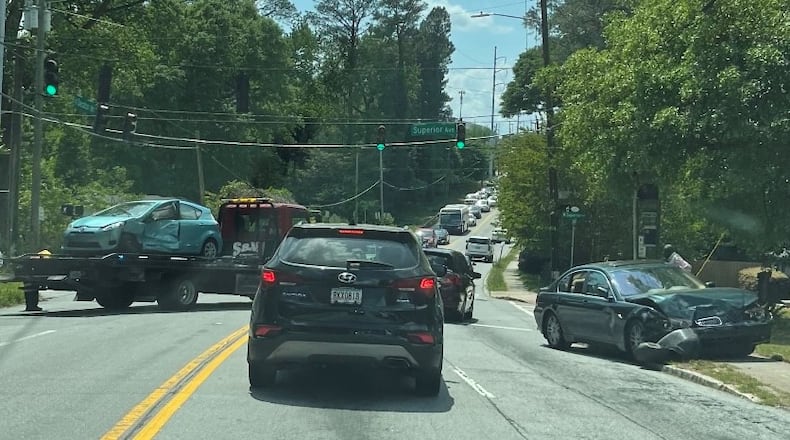 Once again, the intersection of North Decatur Road and Superior Avenue was the scene of a serious wreck. Last week a car blew through a red light, according to police. and slammed into a Prius. The driver was knocked unconscious but survived. Photo courtesy of Decaturish and Adam Francois Watkins