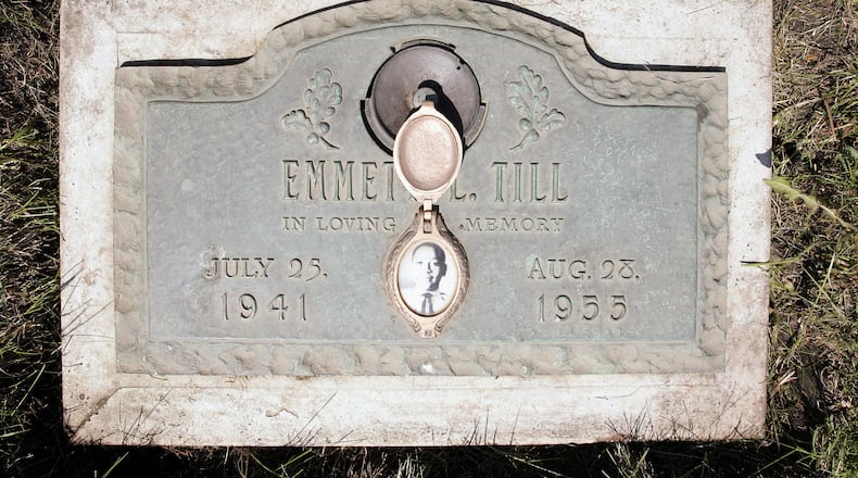 ALSIP, IL - MAY 4: A plaque marks the gravesite of Emmett Till at Burr Oak Cemetery in Aslip, Illinois. The woman who made claims that lead to Till's brutal murder in 1955 says in a new book she made up most of the claims, according to a report from Vanity Fair. (Photo by Scott Olson/Getty Images)
