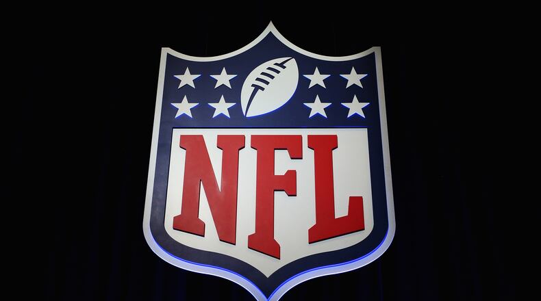 The NFL shield logo is seen following a news conference held by NFL Commissioner Roger Goodell at the George R. Brown Convention Center in Houston on February 1, 2017. (Tim Bradbury/Getty Images/TNS)