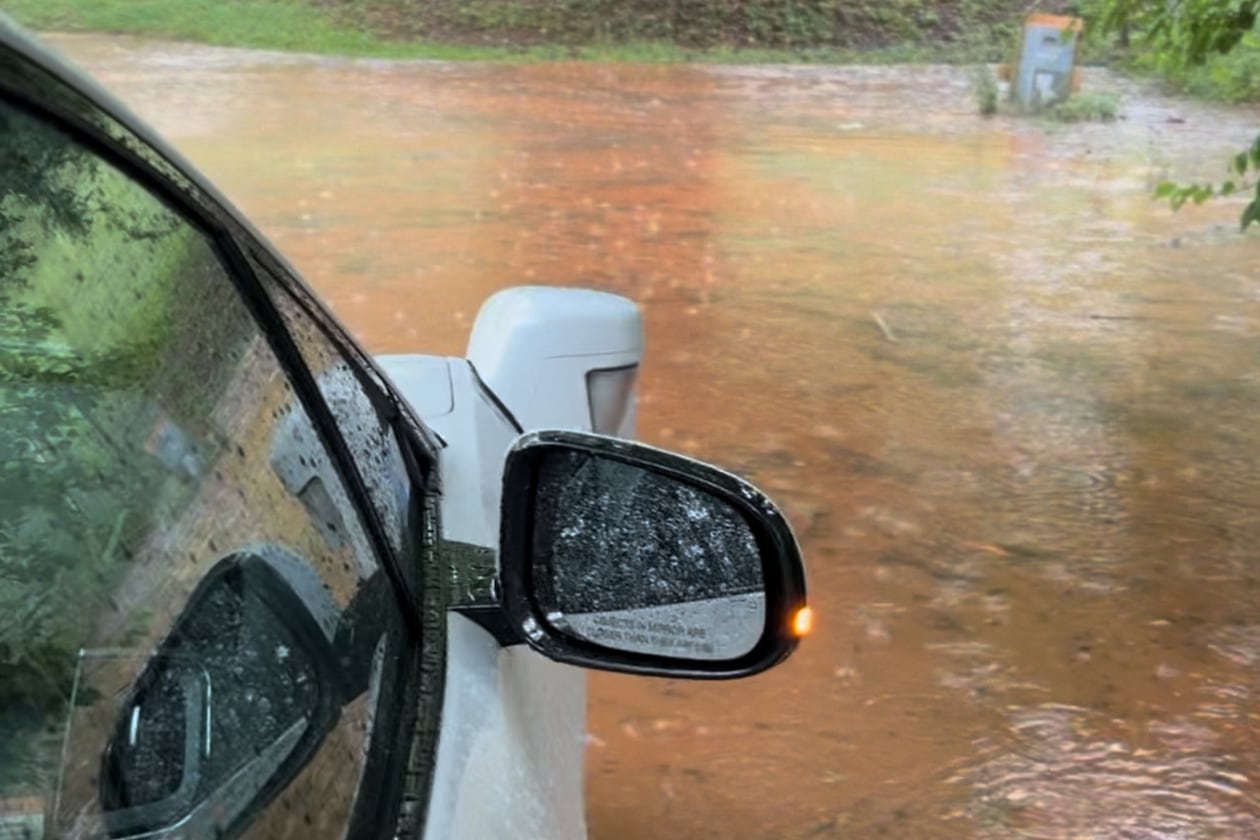 Atlanta Journal-Constitution journalist Rachael Knudsen was picked up by a Waymo Wednesday evening before the autonomous car got stuck in flood waters multiple times. (Rachael Knudsen/AJC)