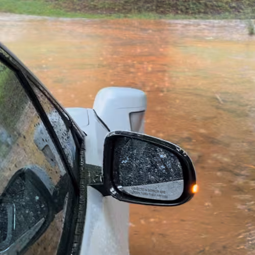 Atlanta Journal-Constitution journalist Rachael Knudsen was picked up by a Waymo Wednesday evening before the autonomous car got stuck in flood waters multiple times. (Rachael Knudsen/AJC)
