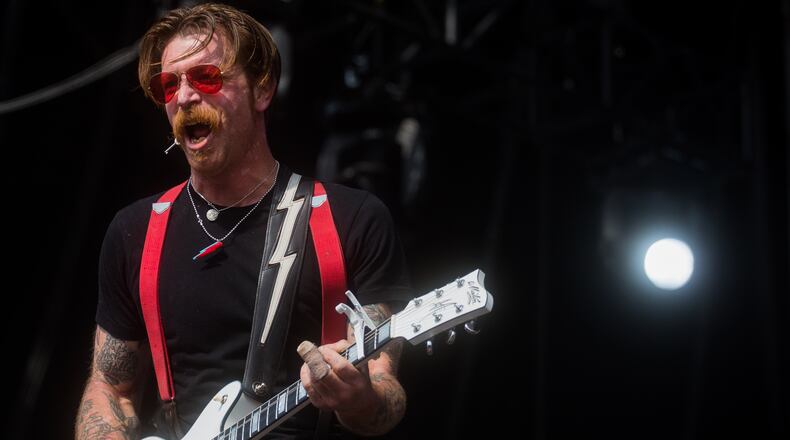 SAO PAULO, BRAZIL - MARCH 12: Singer Jesse Hughes of Eagles of Death Metal performs during 2016 Lollapalooza Brazil at Autodromo de Interlagos on March 12, 2016, in Sao Paulo, Brazil. (Photo by Victor Moriyama/Getty Images)