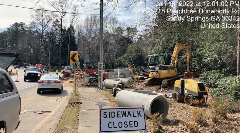 Construction has begun to realign Peachtree Dunwoody Road and Telford Place in Sandy Springs. (Courtesy City of Sandy Springs)