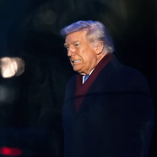President Donald Trump arrives for the lighting of the National Christmas Tree on the Ellipse, Thursday, Dec. 4, 2025, near the White House in Washington. (AP Photo/Julia Demaree Nikhinson)