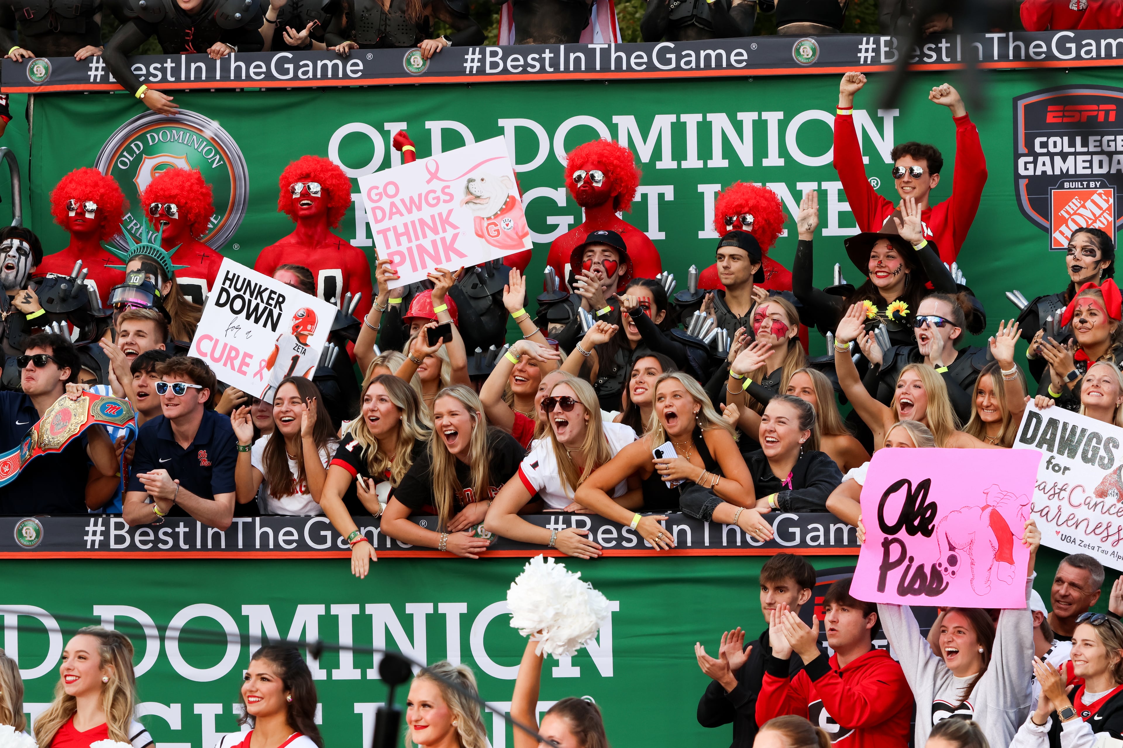 UGA fans cheer during the ESPN College GameDay broadcast from Myers Quad at UGA on Saturday, Oct. 18, 2025. (C.J. Bartunek for the AJC)