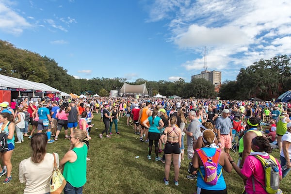 Finishers pack Savannah's Forsyth Park following the 2015 Rock 'n' Roll Marathon event. The race routinely attracted 15,000-plus participants during its decadelong run. (Casey Jones/Savannah Sports Council 2015)